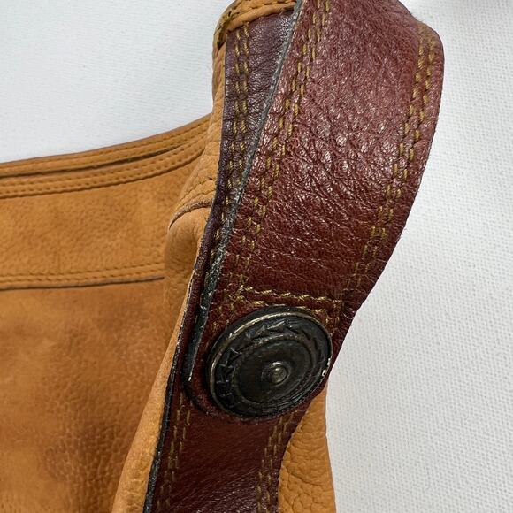 Fossil Camel Brown Nubuck Leather Crossbody Bucket Handbag Purse Clean Interior - Picture 7 of 16